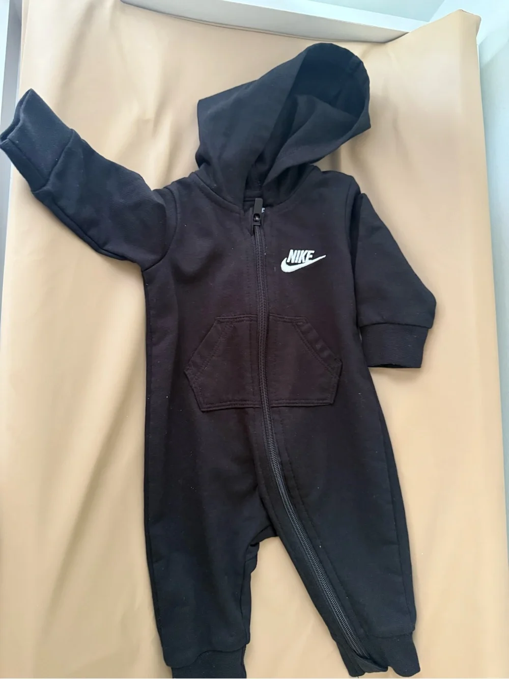Nike Black Hooded Zip-Up Baby One-Piece with Logo